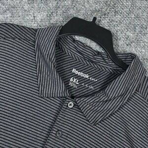 Reebok Golf Mens 6XL Polo Shirt Grey Black Striped Short Sleeve Big and Tall